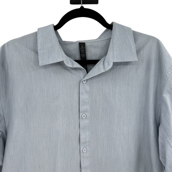 Lululemon Down to the Wire Slim Fit Short Sleeve Heathered Oasis‎ Blue Mens XXL - Picture 2 of 9